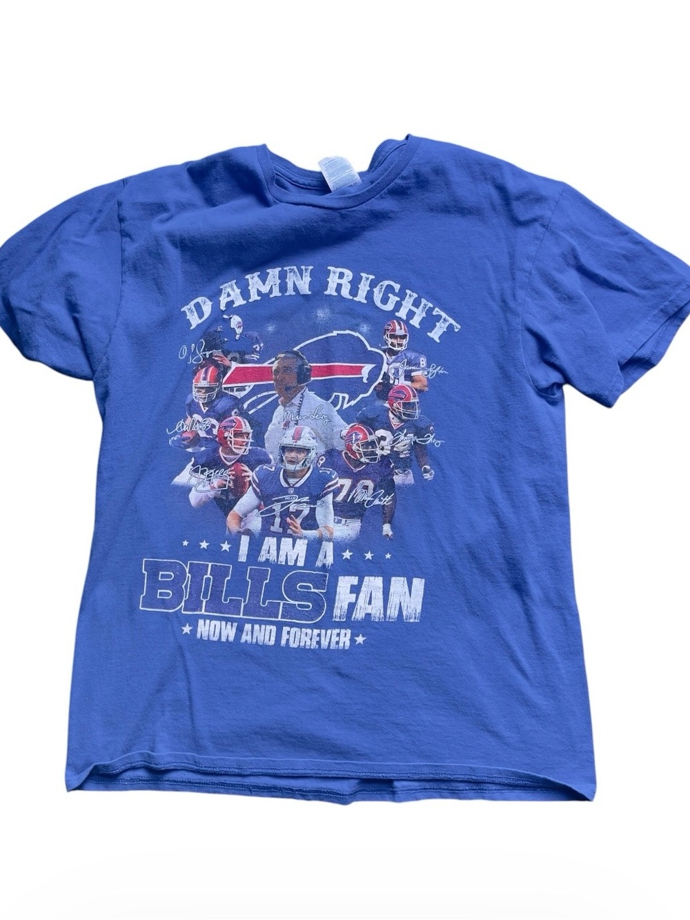 Blue Buffalo Bills Fan T‑Shirt - 'Damn Right I Am A Bills Fan'
